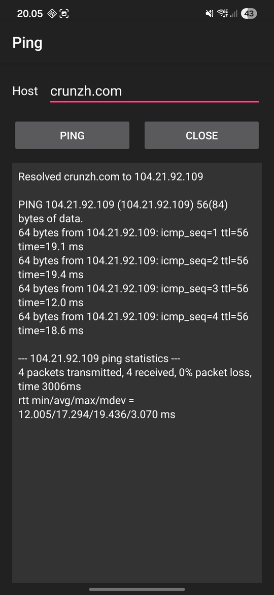 IPview android ping